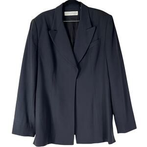 Valerie Stevens Black Wool Blend Blazer Hidden Button Single Breasted Plus 16